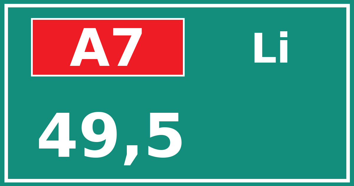Hectometerbord A7 49,5 zijde Li