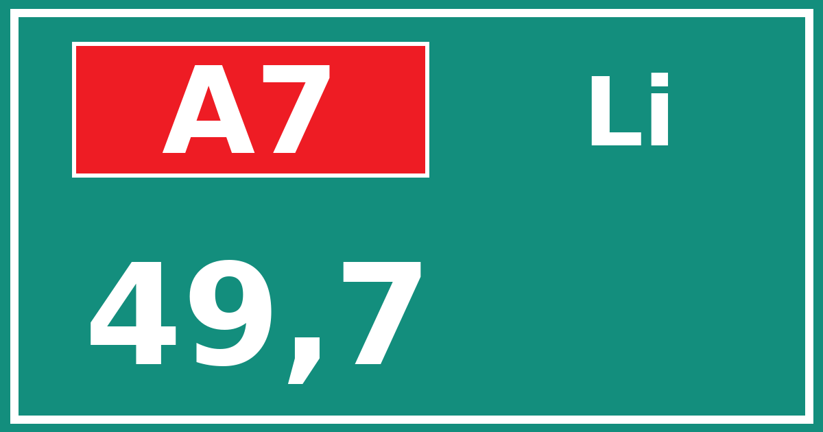 Hectometerbord A7 49,7 zijde Li