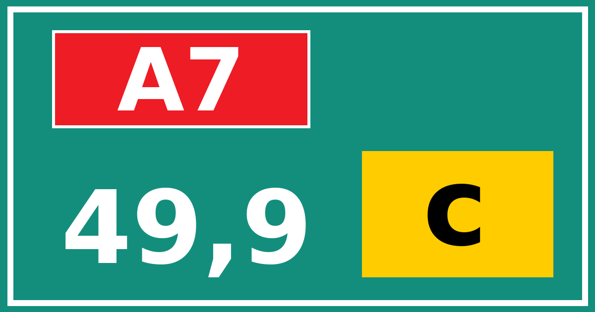 Hectometerbord A7 49,9 letter c