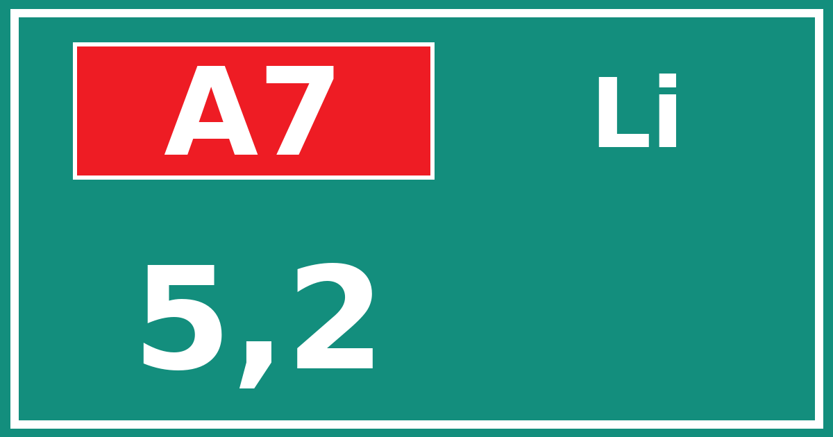 Hectometerbord A7 5,2 zijde Li