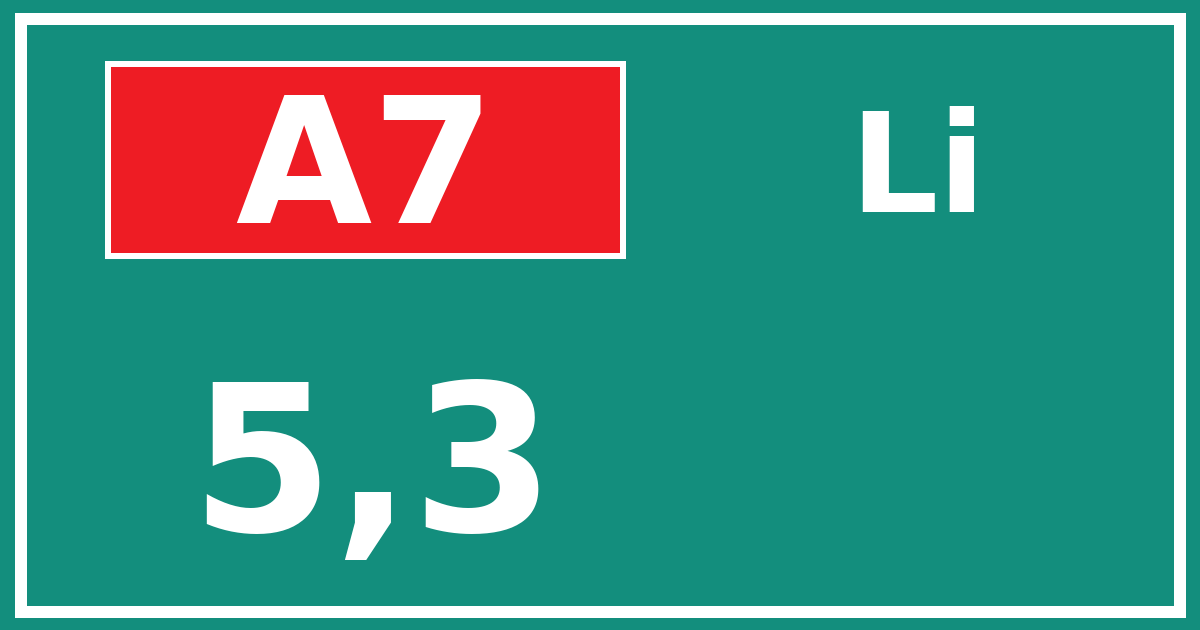 Hectometerbord A7 5,3 zijde Li
