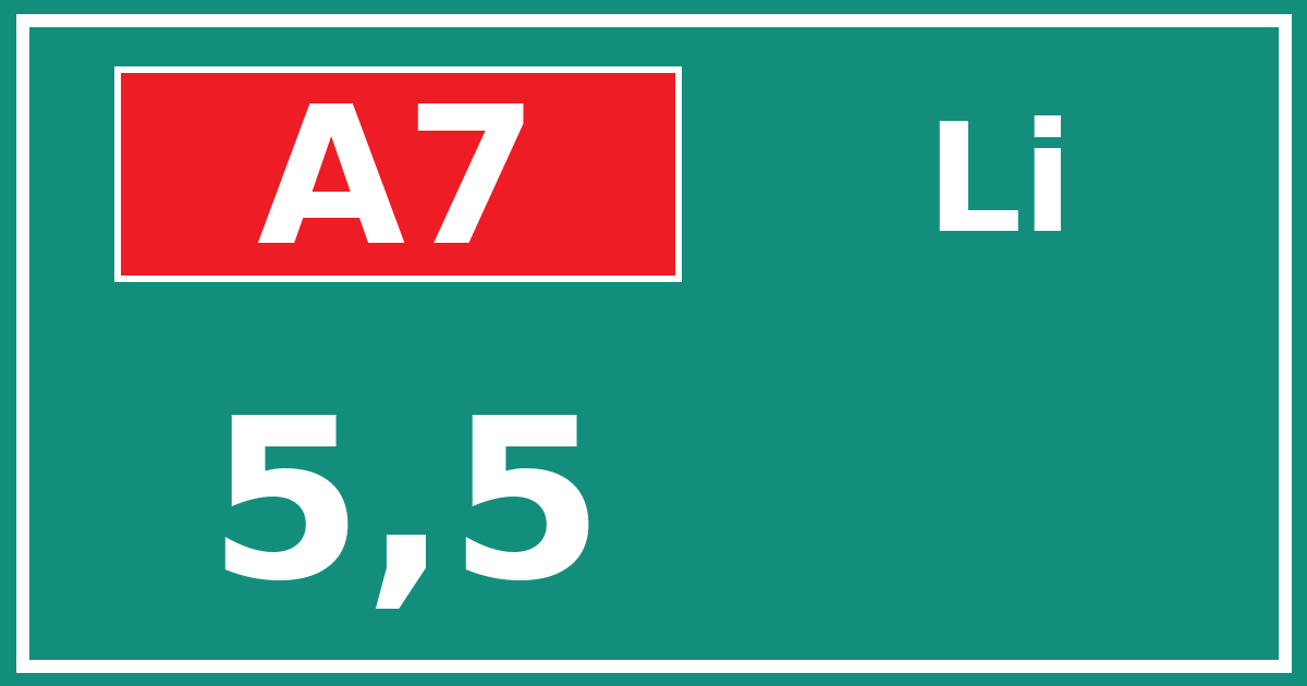 Hectometerbord A7 5,5 zijde Li