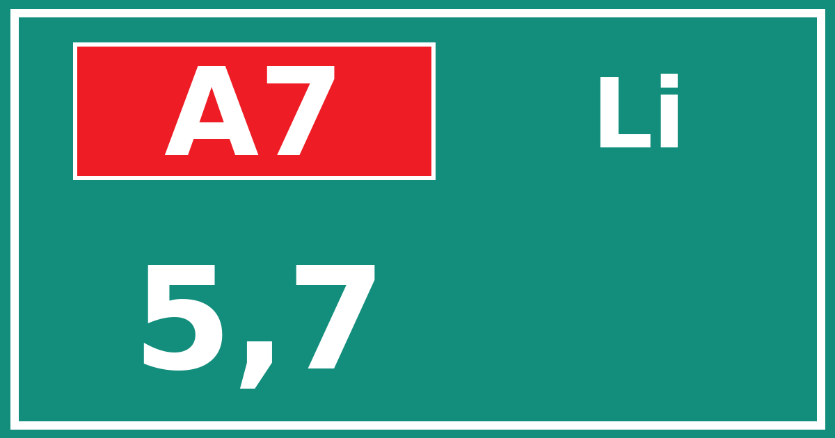 Hectometerbord A7 5,7 zijde Li