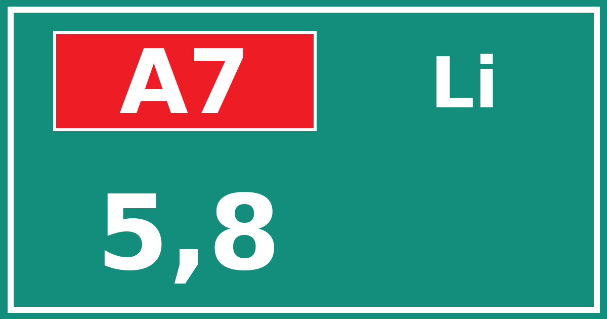 Hectometerbord A7 5,8 zijde Li
