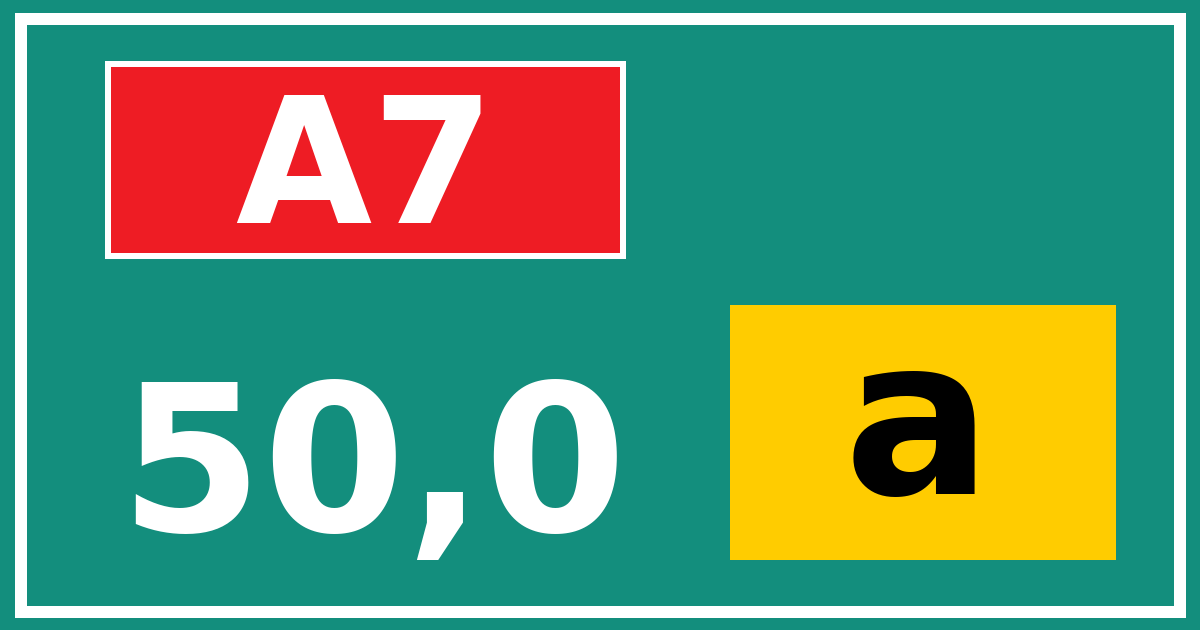 Hectometerbord A7 50,0 letter a