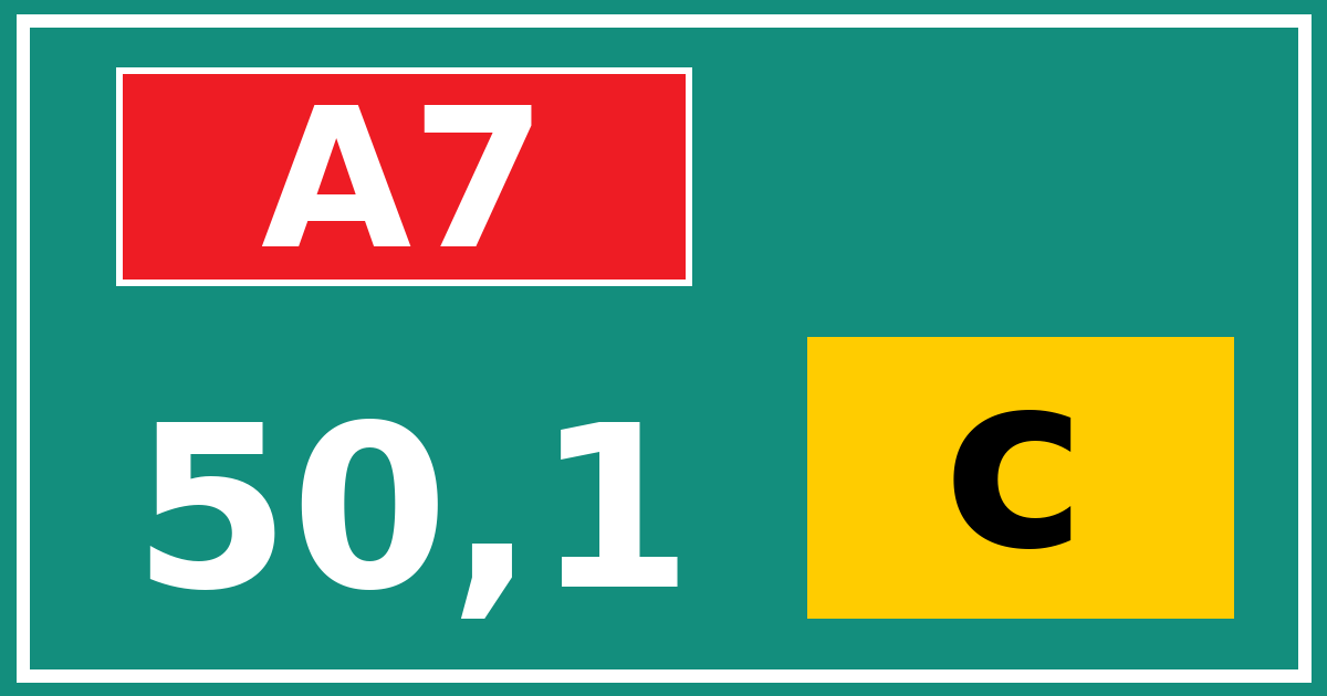 Hectometerbord A7 50,1 letter c