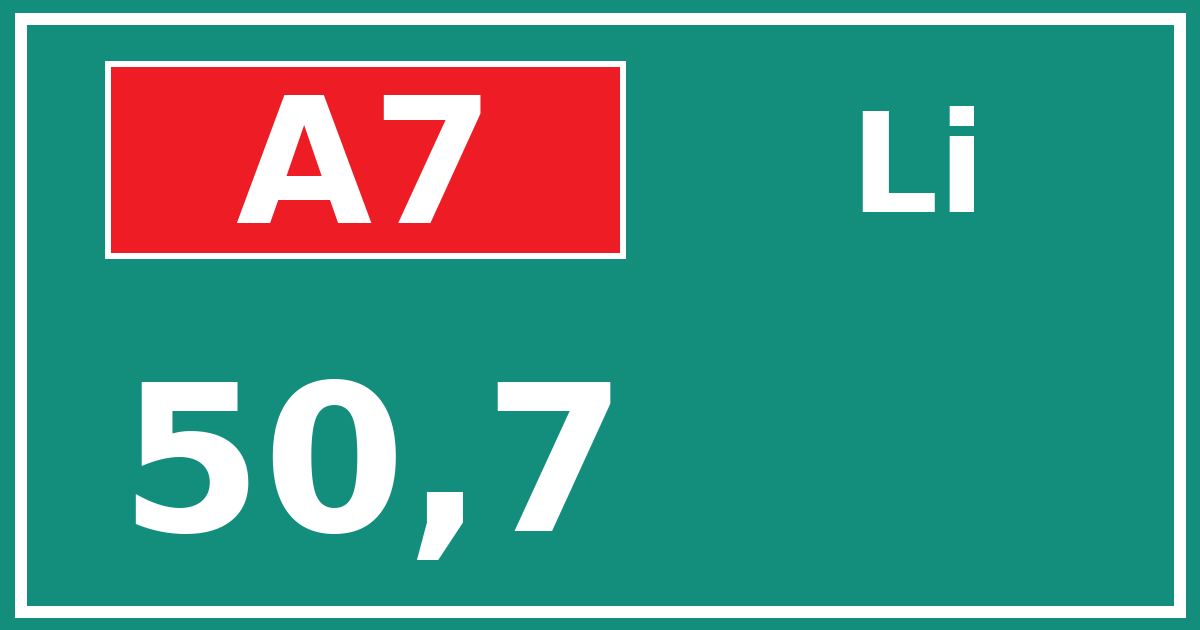 Hectometerbord A7 50,7 zijde Li