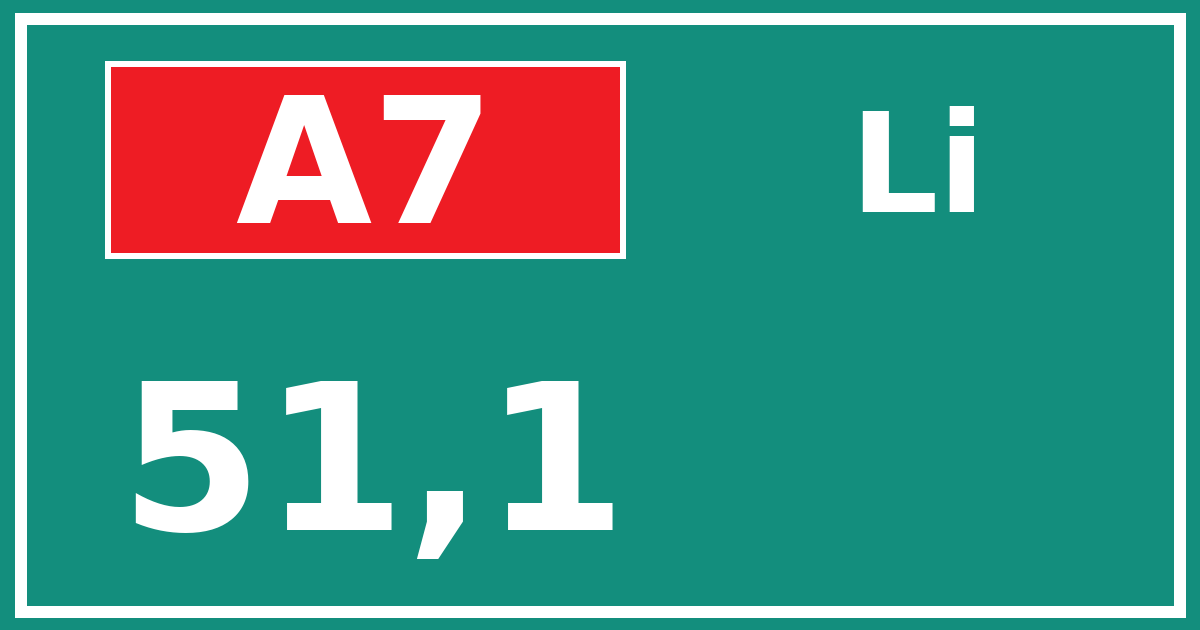 Hectometerbord A7 51,1 zijde Li