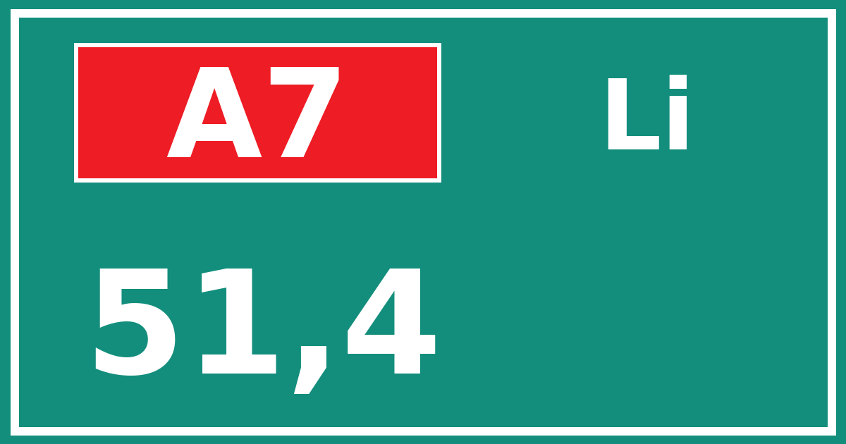 Hectometerbord A7 51,4 zijde Li