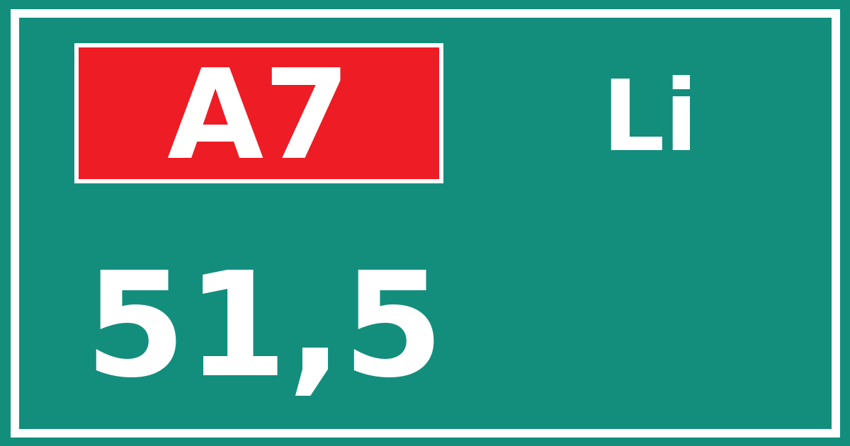 Hectometerbord A7 51,5 zijde Li