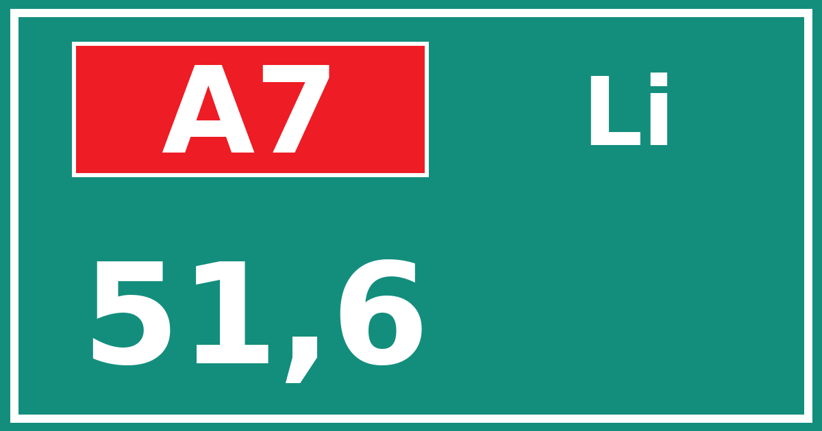 Hectometerbord A7 51,6 zijde Li