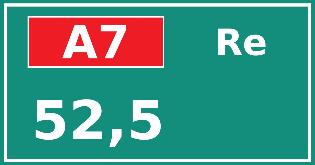 Hectometerbord A7 52,5 zijde Re