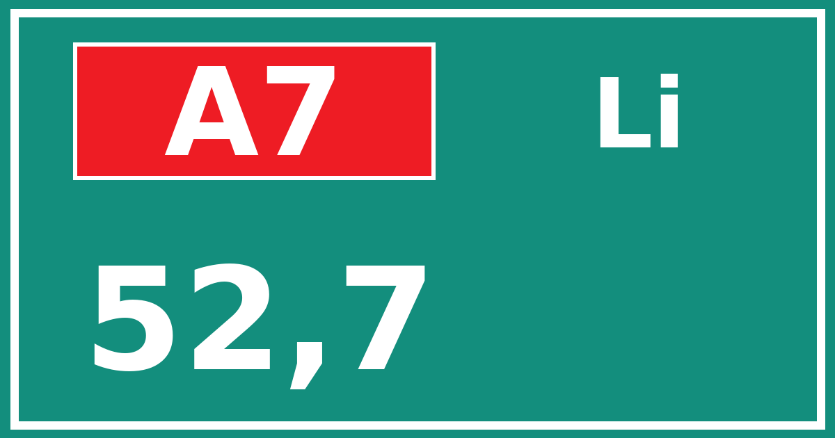 Hectometerbord A7 52,7 zijde Li