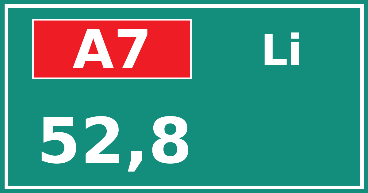 Hectometerbord A7 52,8 zijde Li