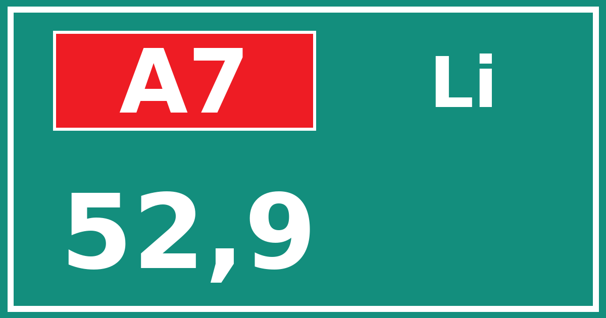 Hectometerbord A7 52,9 zijde Li