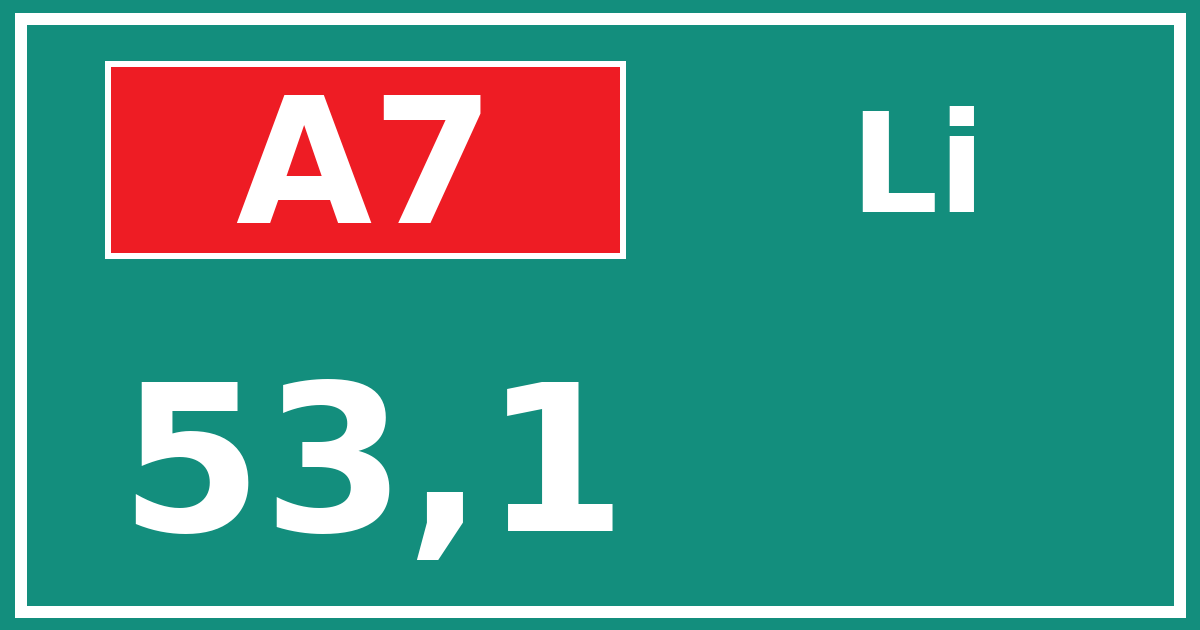 Hectometerbord A7 53,1 zijde Li