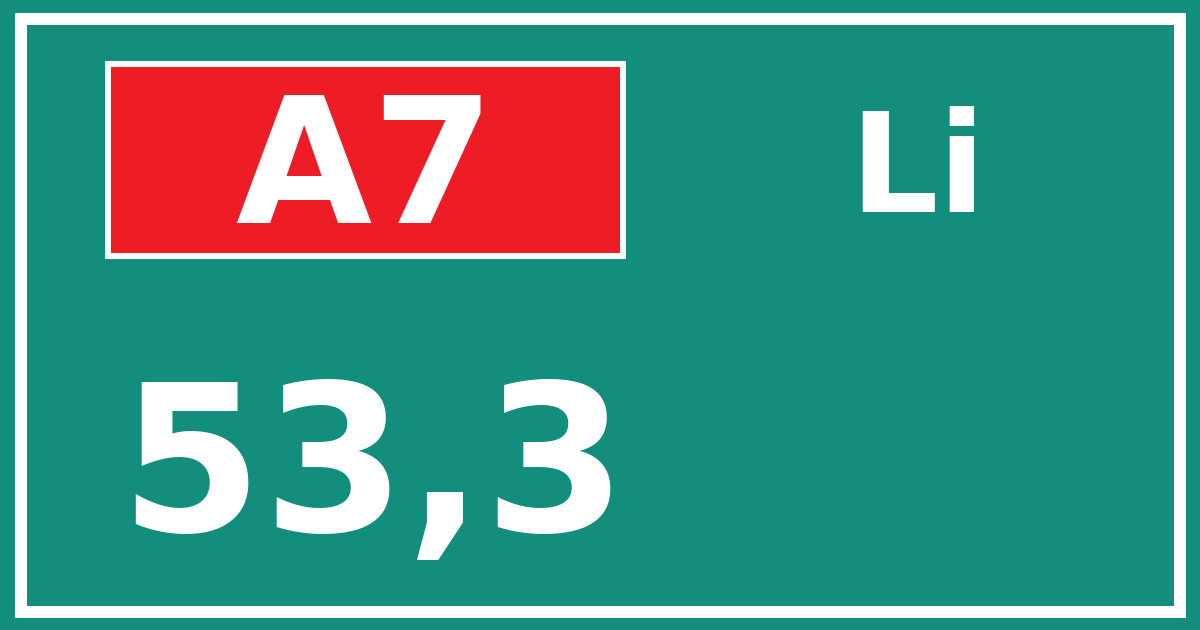 Hectometerbord A7 53,3 zijde Li