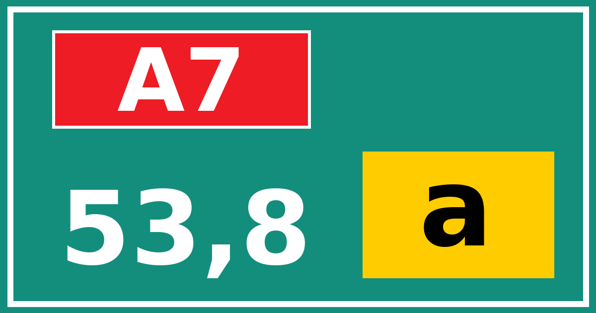 Hectometerbord A7 53,8 letter a