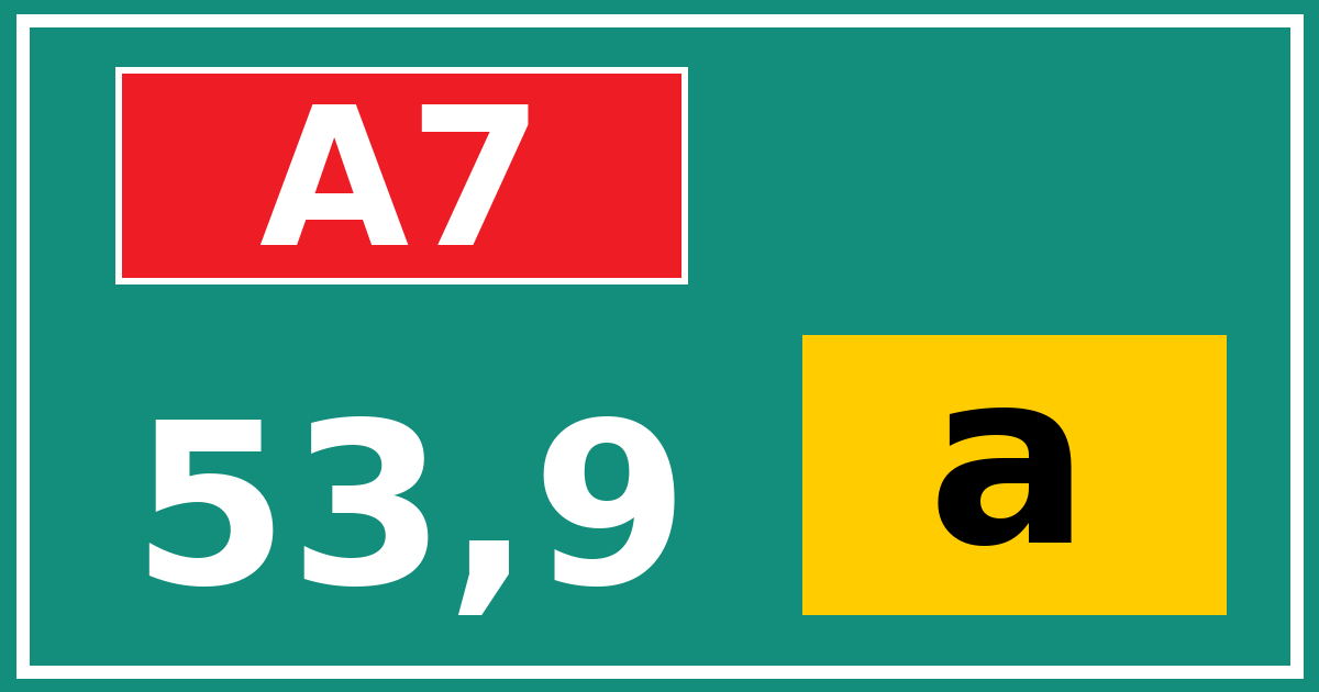 Hectometerbord A7 53,9 letter a