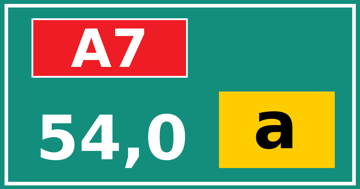 Hectometerbord A7 54,0 letter a