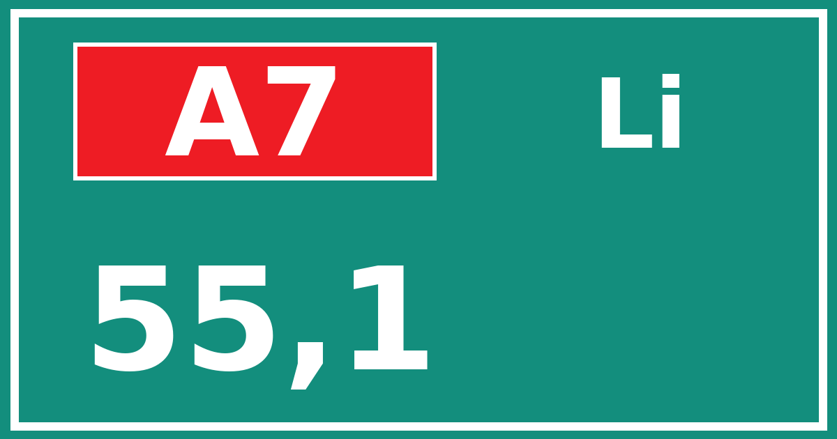 Hectometerbord A7 55,1 zijde Li