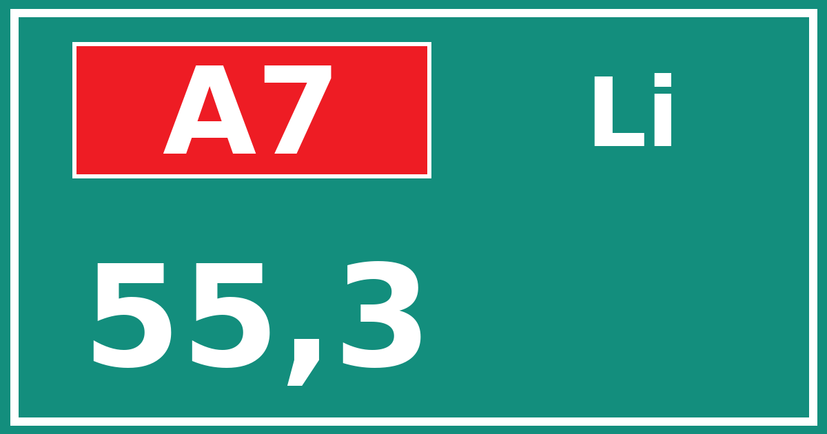 Hectometerbord A7 55,3 zijde Li