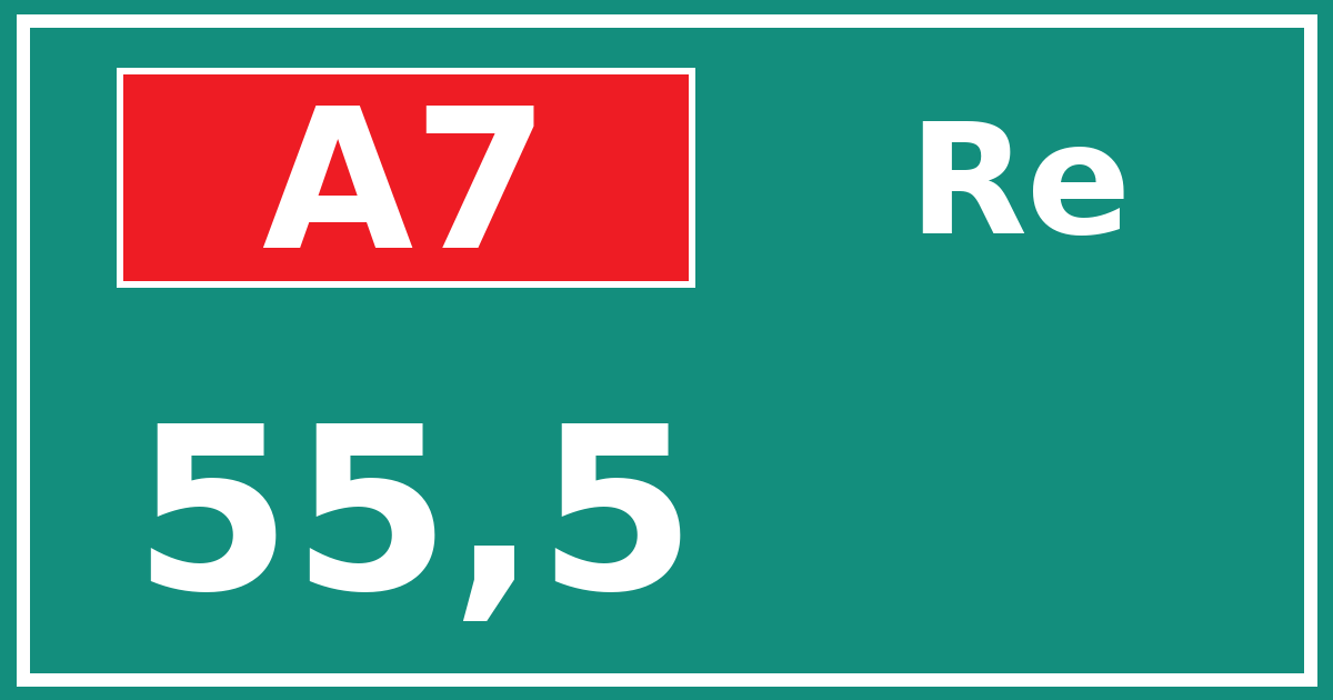 Hectometerbord A7 55,5 zijde Re