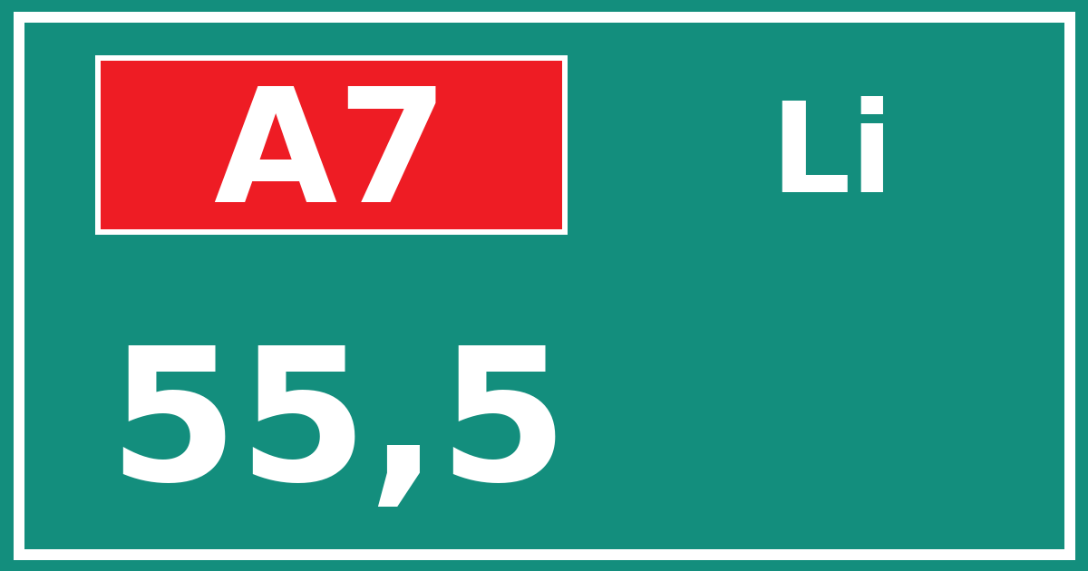 Hectometerbord A7 55,5 zijde Li