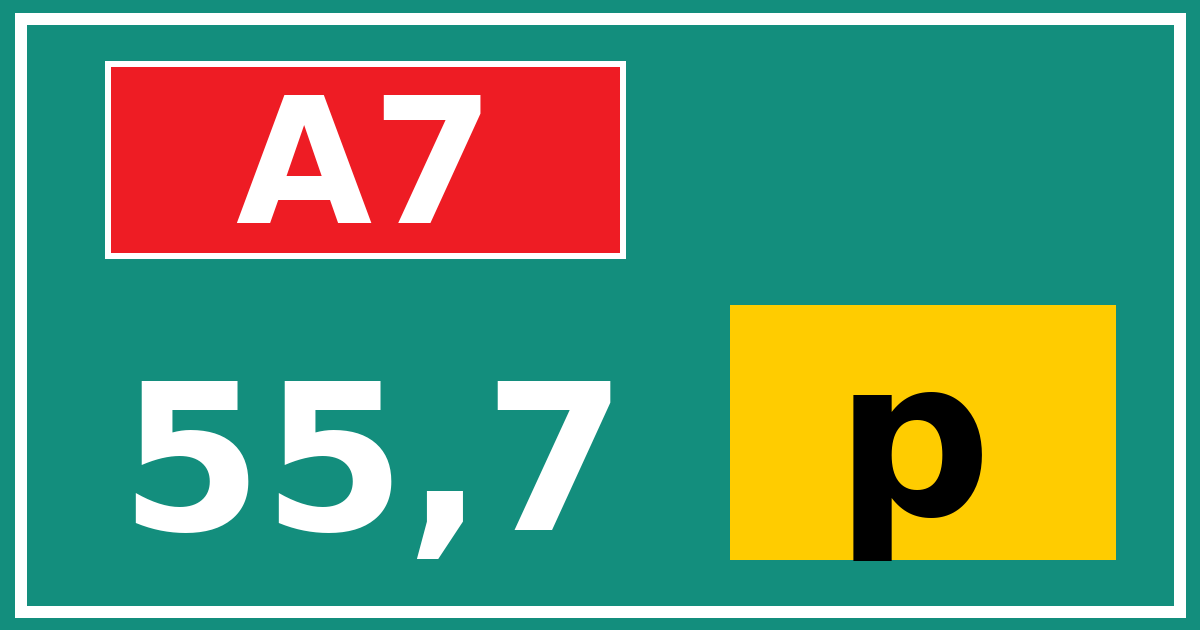 Hectometerbord A7 55,7 letter p