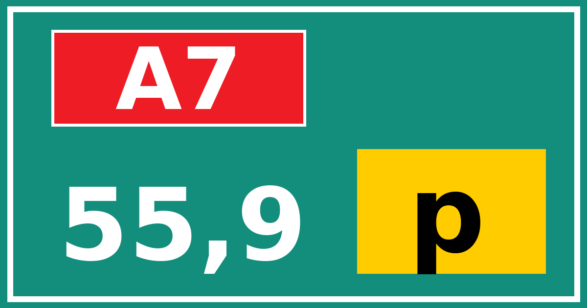 Hectometerbord A7 55,9 letter p