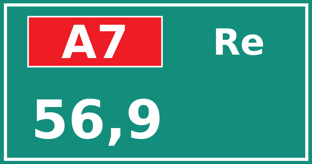 Hectometerbord A7 56,9 zijde Re