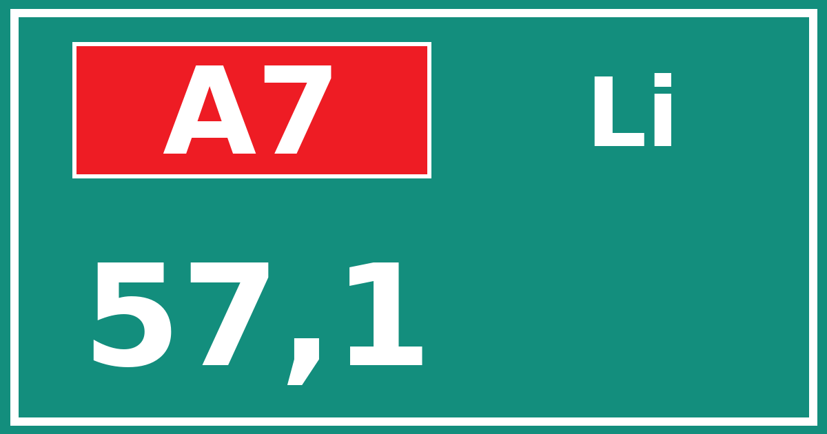 Hectometerbord A7 57,1 zijde Li