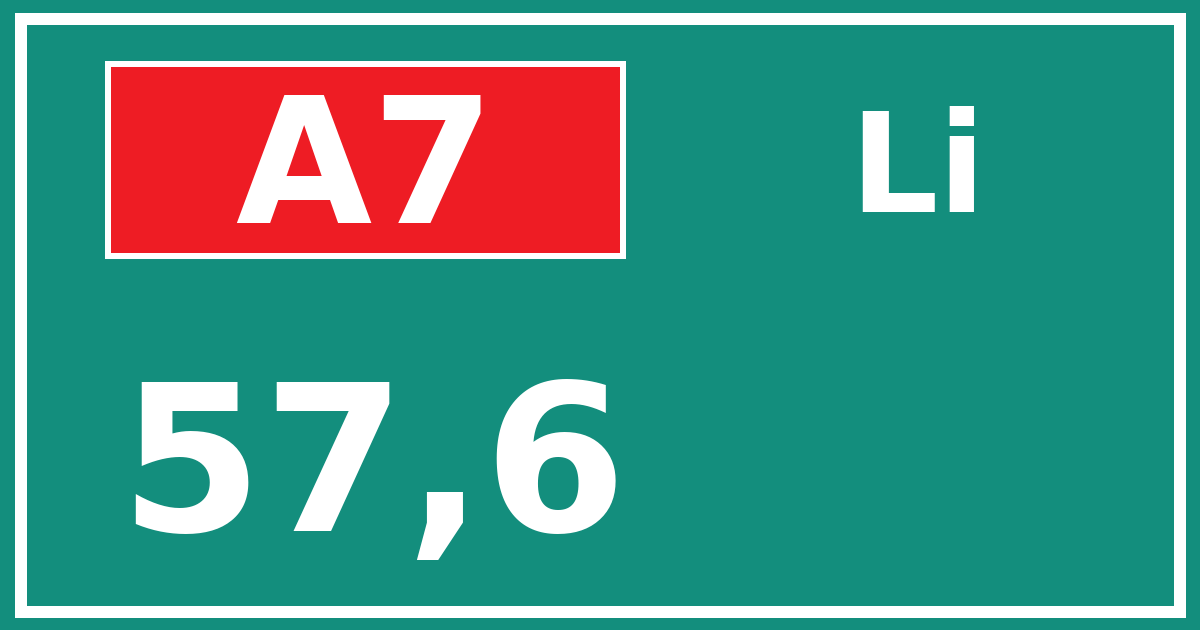Hectometerbord A7 57,6 zijde Li