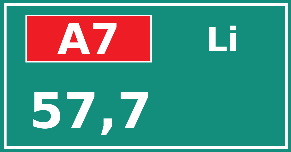 Hectometerbord A7 57,7 zijde Li