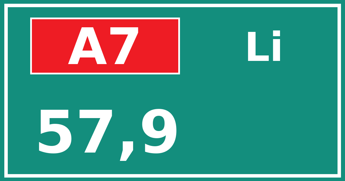 Hectometerbord A7 57,9 zijde Li