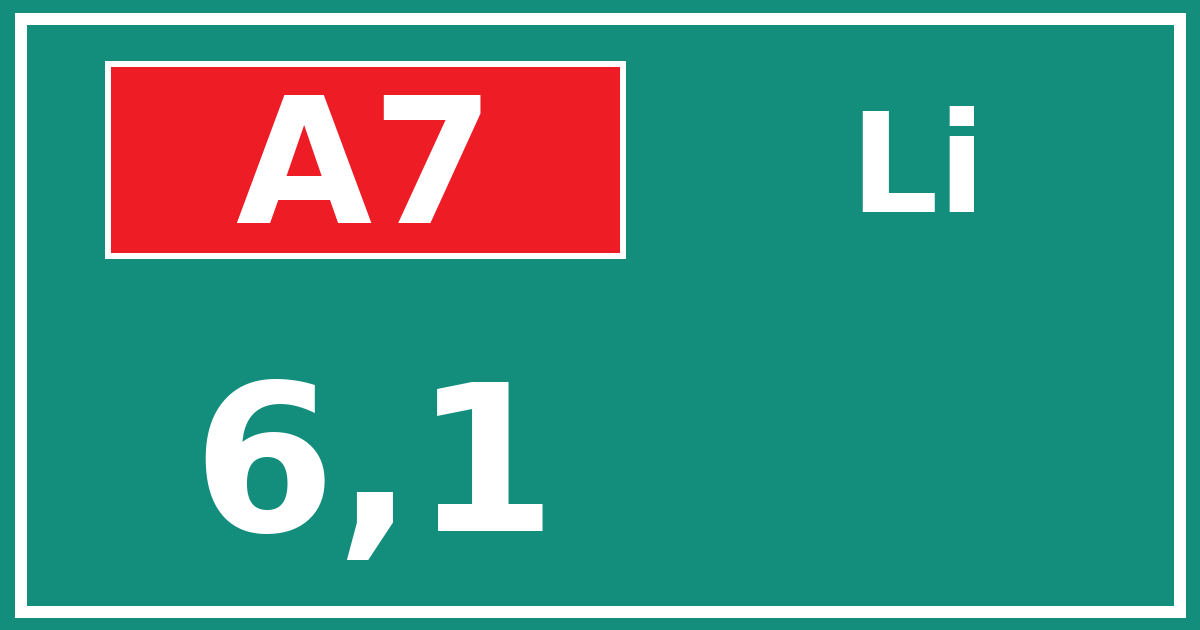 Hectometerbord A7 6,1 zijde Li