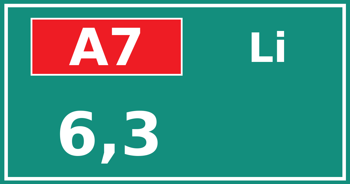 Hectometerbord A7 6,3 zijde Li