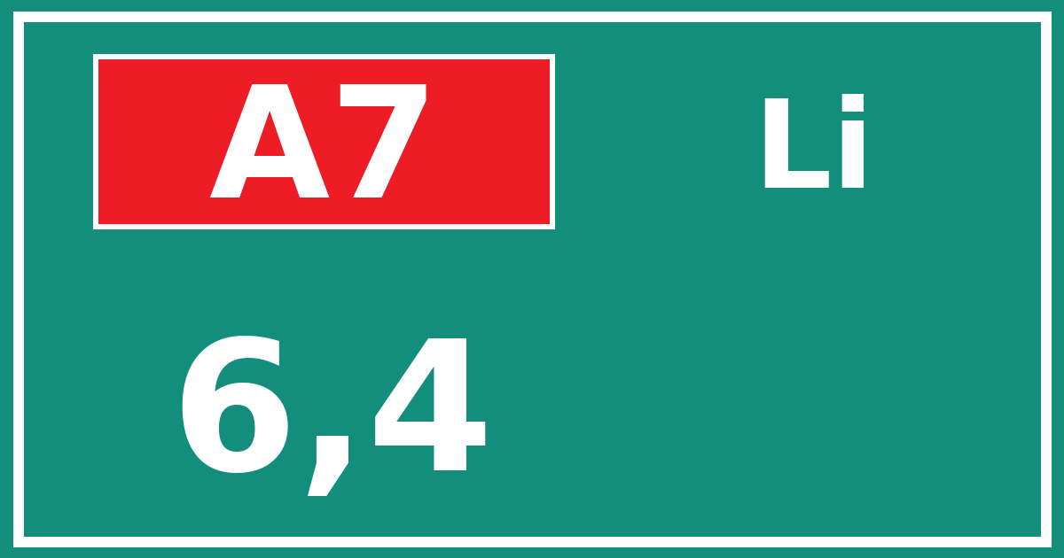 Hectometerbord A7 6,4 zijde Li