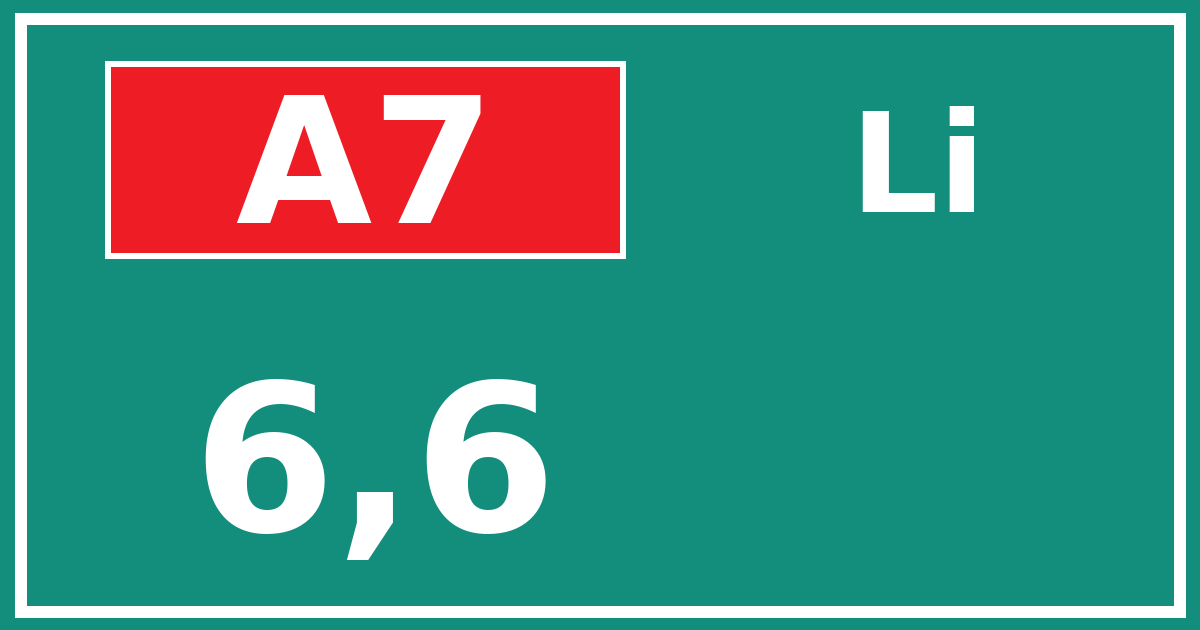 Hectometerbord A7 6,6 zijde Li