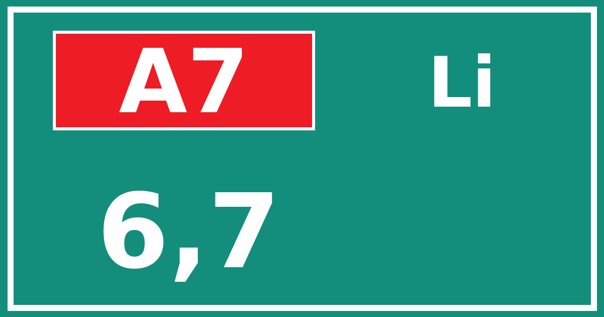 Hectometerbord A7 6,7 zijde Li