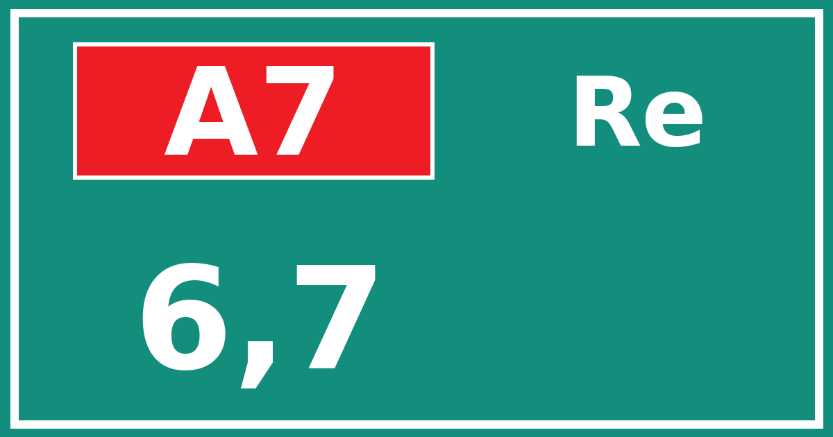 Hectometerbord A7 6,7 zijde Re