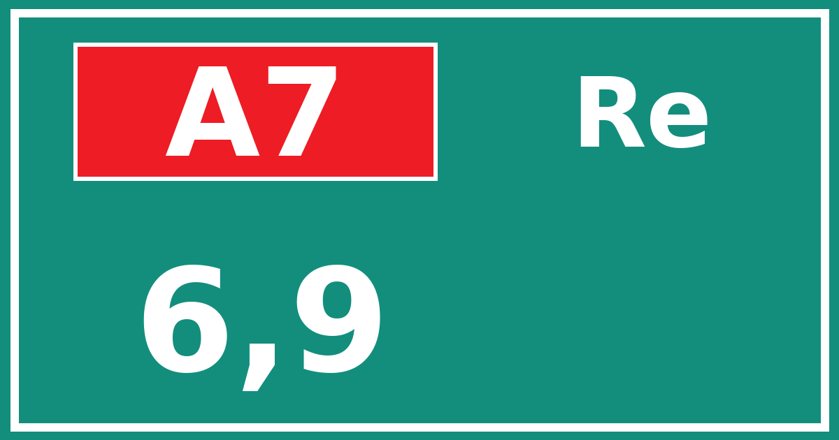 Hectometerbord A7 6,9 zijde Re