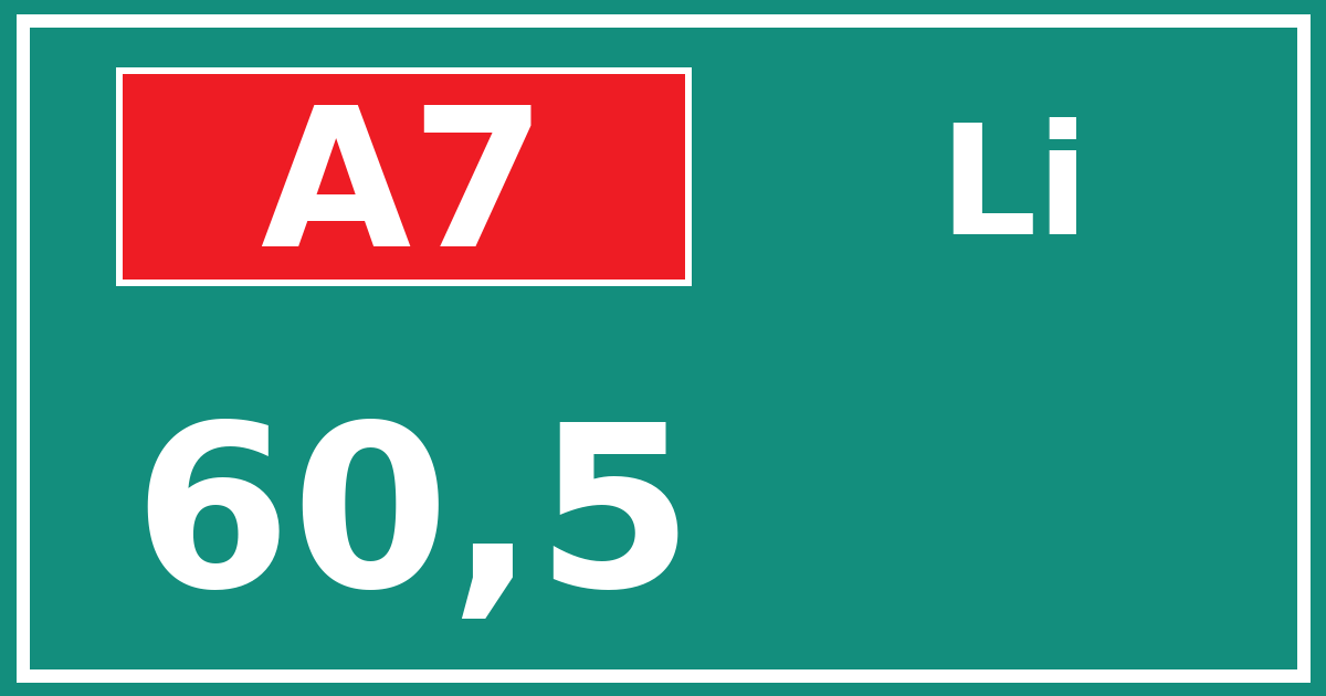 Hectometerbord A7 60,5 zijde Li