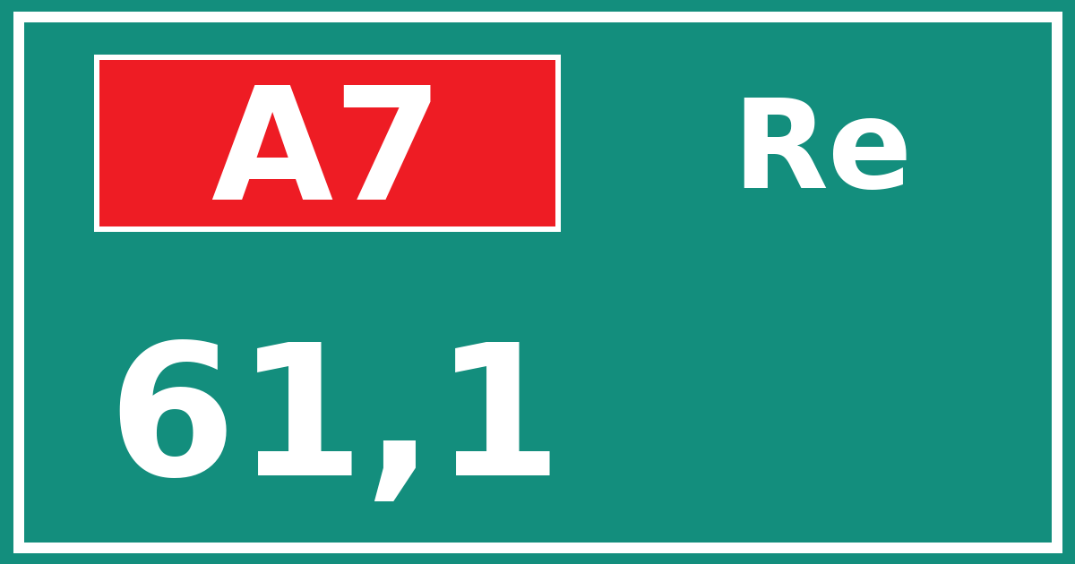 Hectometerbord A7 61,1 zijde Re
