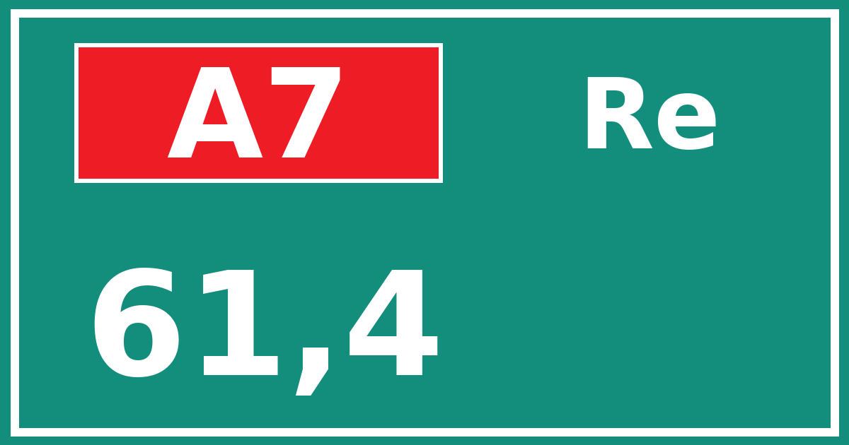 Hectometerbord A7 61,4 zijde Re