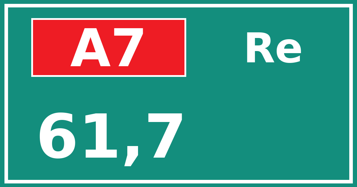 Hectometerbord A7 61,7 zijde Re