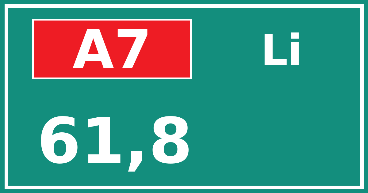 Hectometerbord A7 61,8 zijde Li