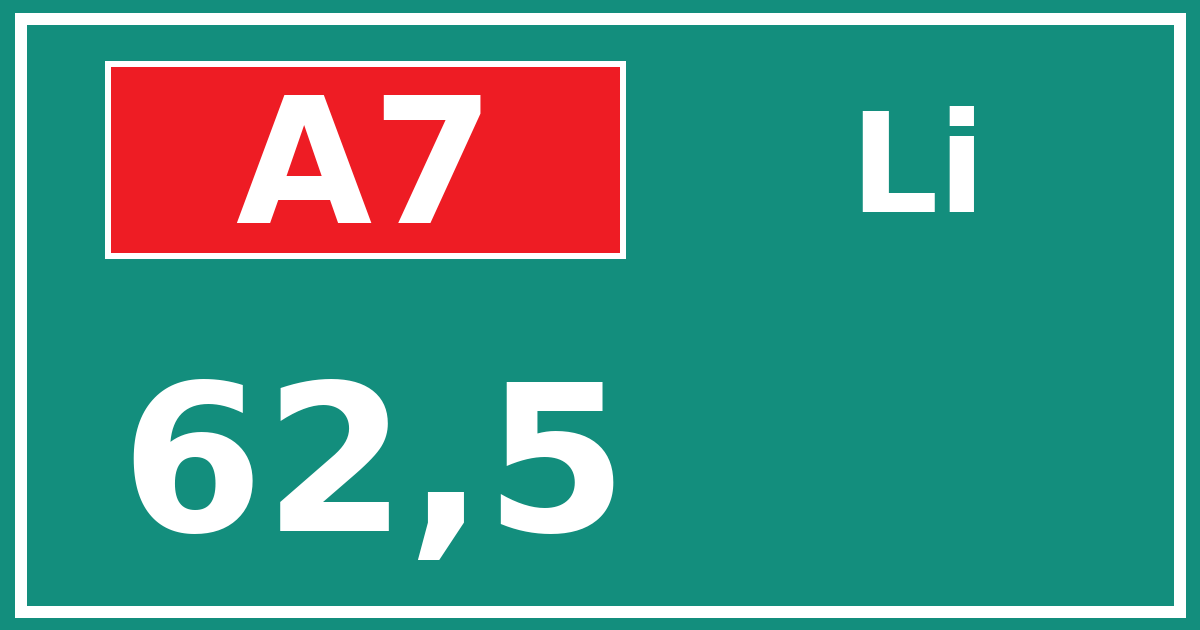 Hectometerbord A7 62,5 zijde Li