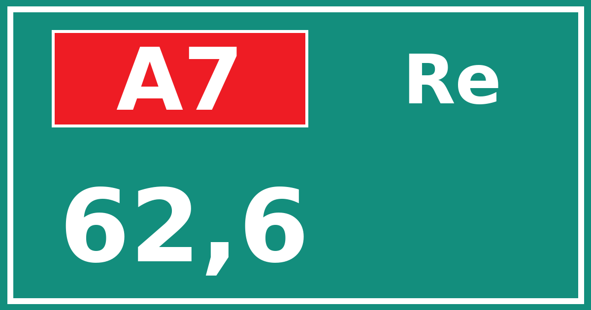 Hectometerbord A7 62,6 zijde Re