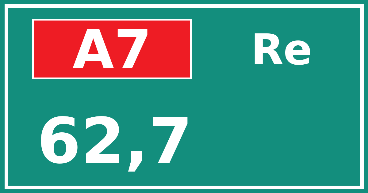 Hectometerbord A7 62,7 zijde Re